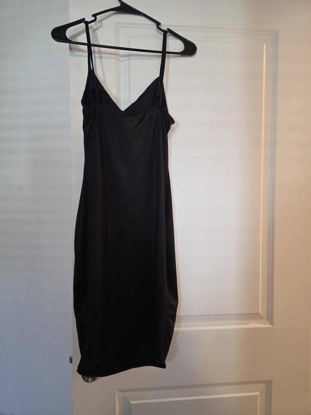Sleek Black Slip Dress with Spaghetti Straps